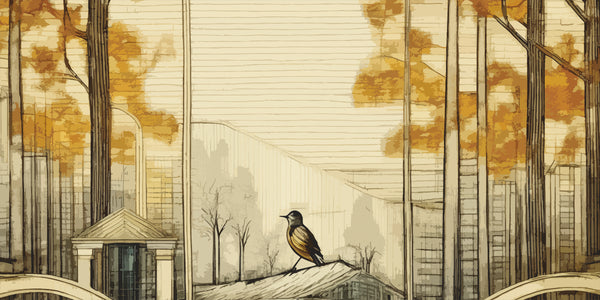 Autumn Perch – Hand-Illustrated Urban Forest Wall Covering