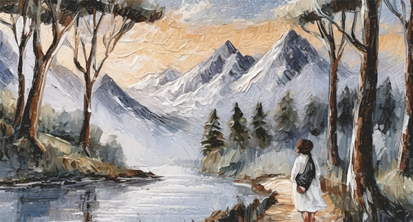 Wanderer’s View – Hand-Painted Alpine Wall Covering