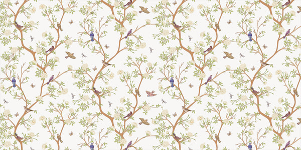 Spring Chorus – Vintage Bird & Blossom Wall Covering