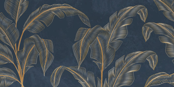 Gilded Tropic – Lux Botanical Line Art Wall Covering