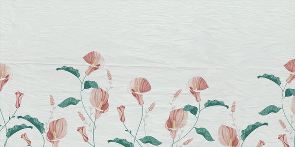 Coral Bloom – Stylised Anthurium Wall Covering